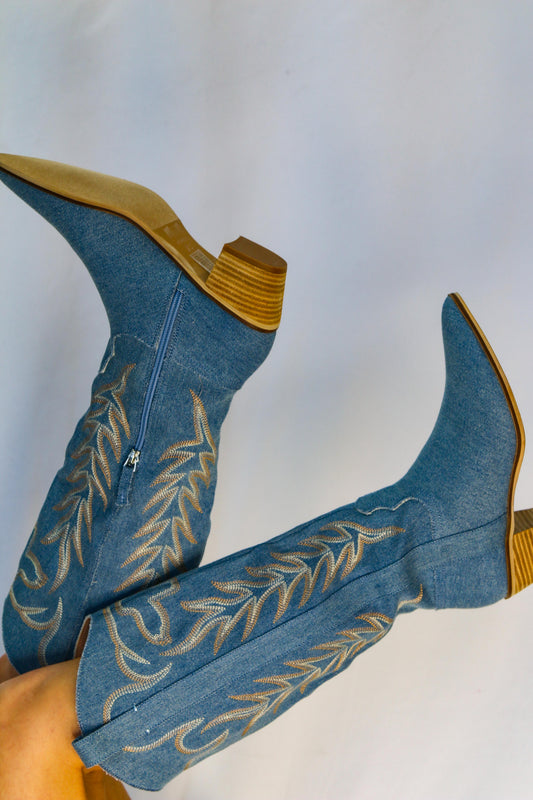 Mi.iM - Inlay Western Boots - Denim