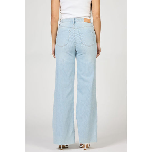Dear John - High Rise, Wide Leg, Raw Hem, Fiona Jeans 349 - Blue Striped