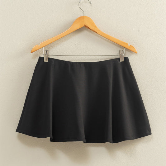 DZ - Scuba, Sporty Look, Mid Waist, Skort 659 - Black