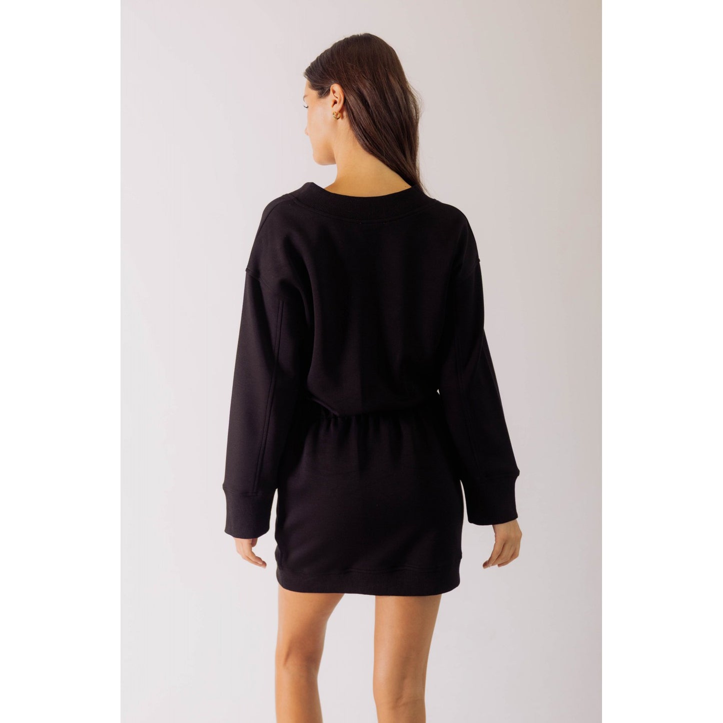 BYC - P.Cill, Butter Modal, V-Neck, Ribbed Mini Dress 0539 - Black