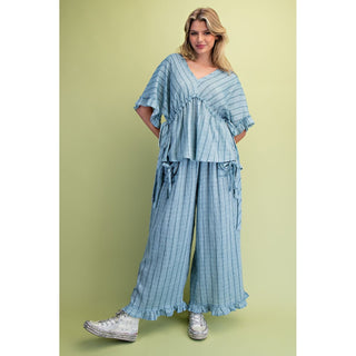SALE- Denim Blue, Cotton Gauze Pants & Top Set 0030/0012