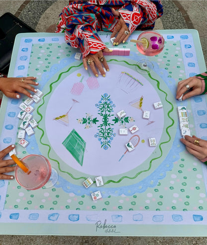 Rebecca Illustrated Pickleball Mahjong Mat | 32" x 32"