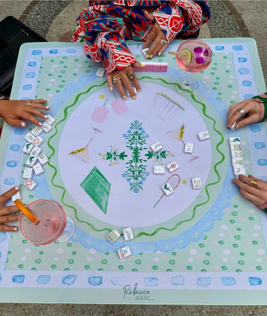 Rebecca Illustrated Pickleball Mahjong Mat | 32" x 32"