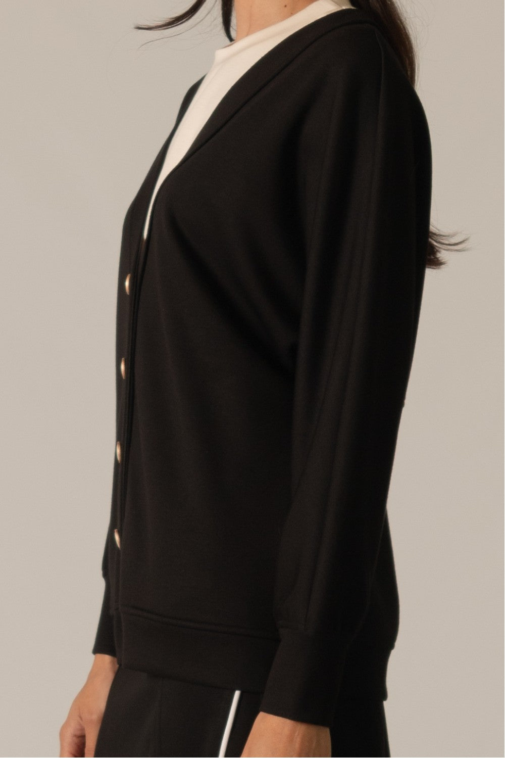BYC - Butter Modal, Novelty Pearl Button Cardigan 0339 - Black