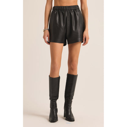 Z Supply - Tia, Faux Leather Shorts 3912 - Black