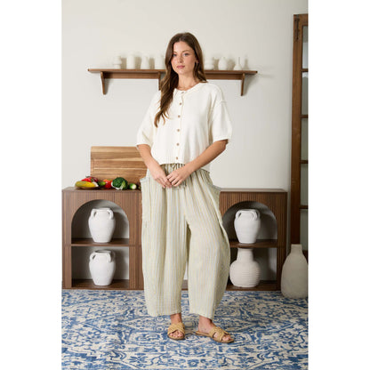 BP - Raw Edge Detail, Short Sleeve, Cardigan Top 1028 - Cream