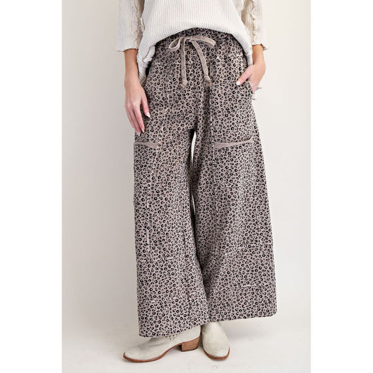 Easel - Animal Print, Mineral Washed, Relax Fit, Lounge Pants 6356 - Ash Mocha
