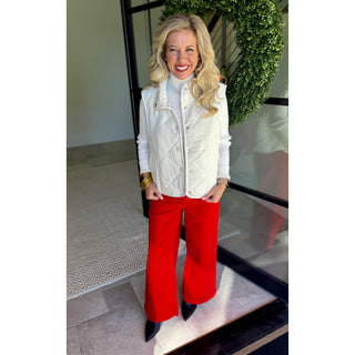 Quilted Snap Button Vest 957 – Ivory