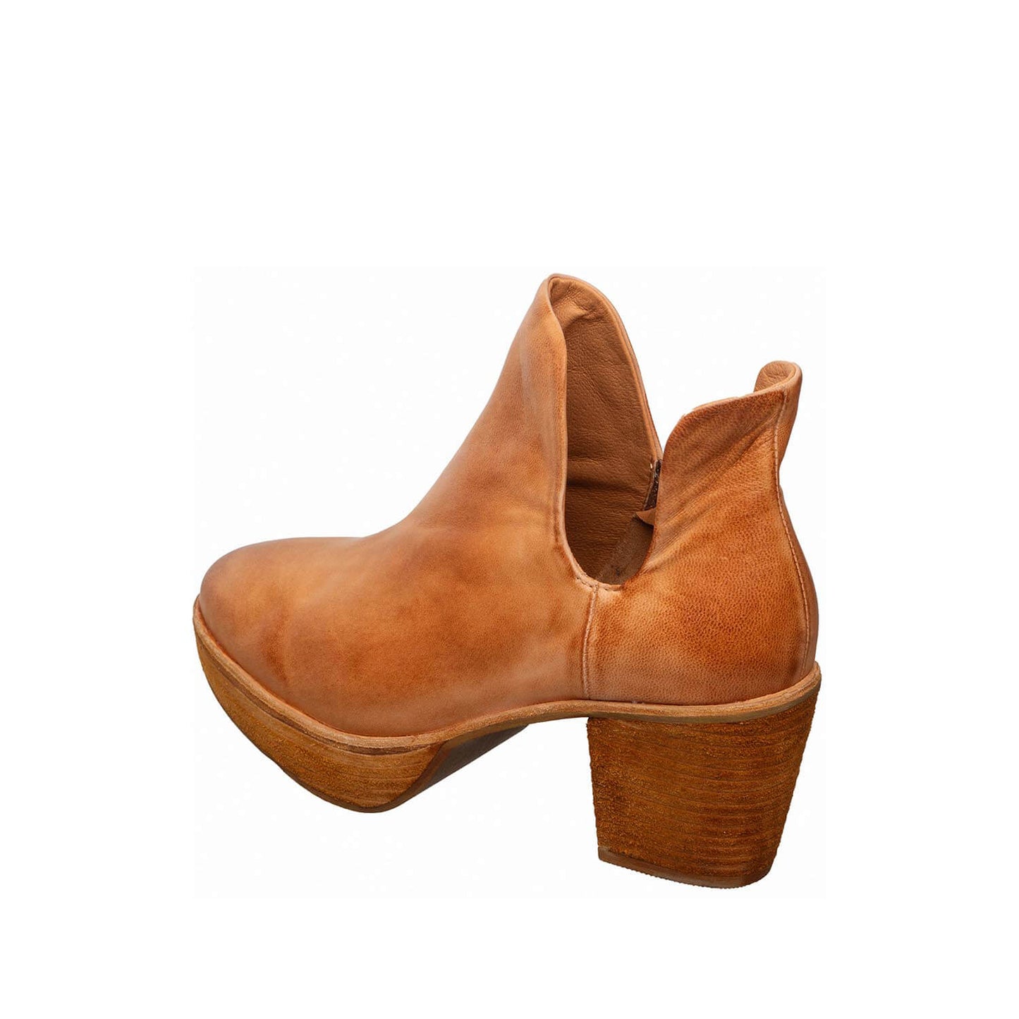 Antelope, Q45 Everly, Leather Ankle Booties V Cutout Platform Block Heel