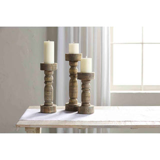 Mud Pie - Chunky Wood Candlesticks