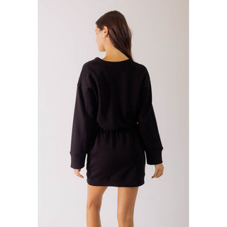 SALE- BYC - P.Cill, Butter Modal, V-Neck, Ribbed Mini Dress 0539 - Black