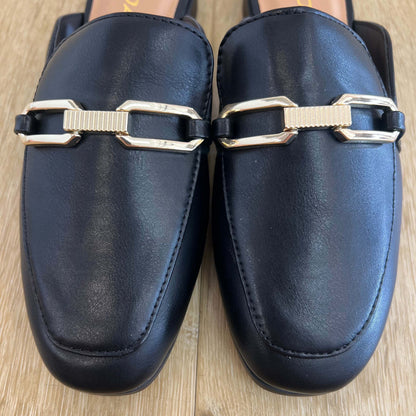 Soda - Eleanor Slip On Mule with Buckle - Black