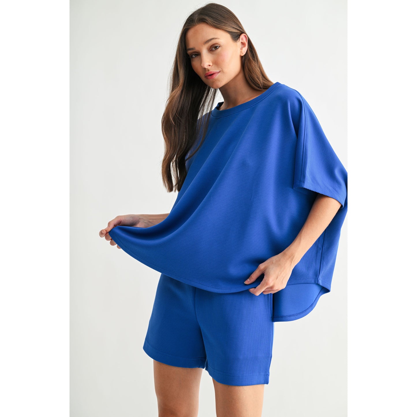 Luxe Sand Wash Rib Dolman Top 5857 / 5418 – Dark Indigo