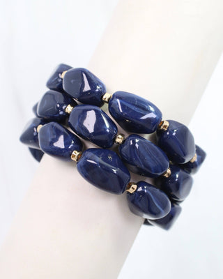 Eimy Beaded Stretch Bracelet Set Navy