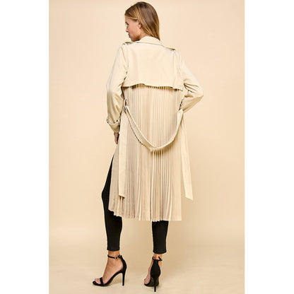 TCEC - Classic Trench Coat w Pleated Twist 6577 - Beige