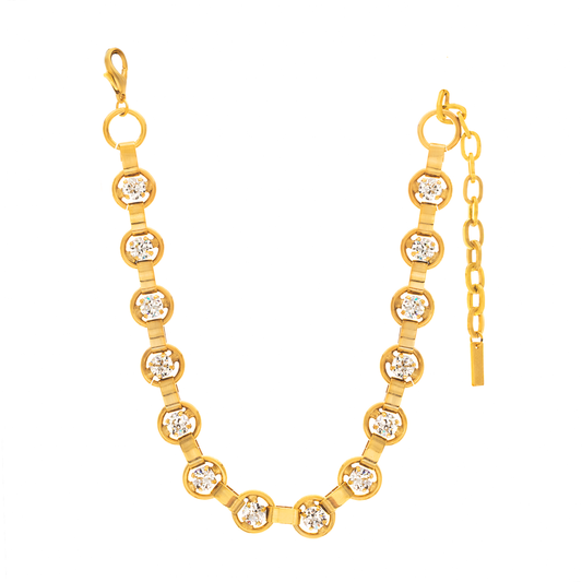 TOVA - Link Necklace in Antique Gold / Clear