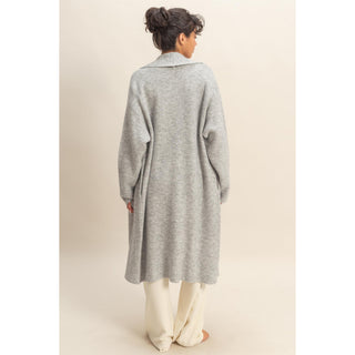 DZ - Longline Open Front Duster Sweater, Cardigan 435 - Heather Gray - SALE