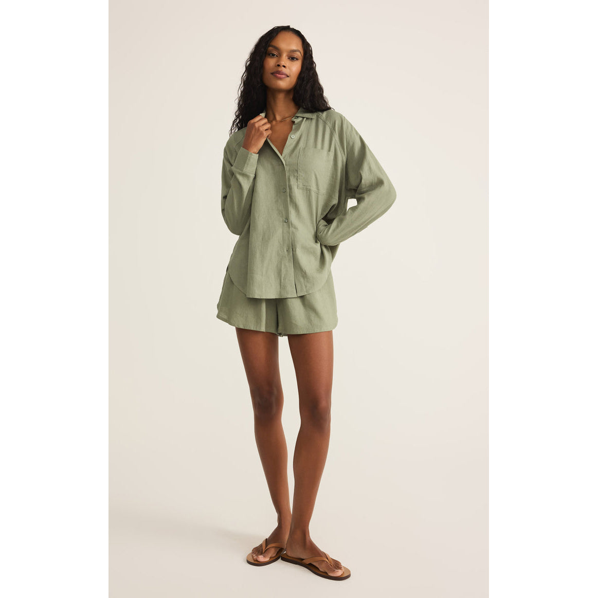Z Supply - The Perfect Linen Shorts 2686 - Avocado