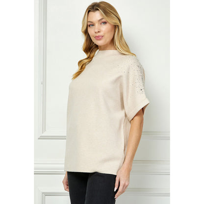 SAB - Embellished Short-sleeve Top 6048 - Cream