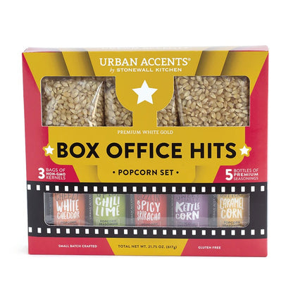 Urban Accents Box Office Hits Popcorn Kernels and Popcorn Seasoning Variety Pack (Set of 8)
