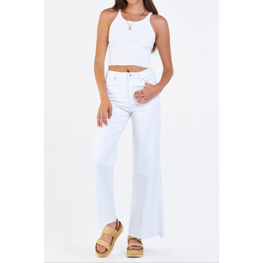 Dear John - High Rise, Wide Leg, Raw Hem, Fiona Jeans 180 - White