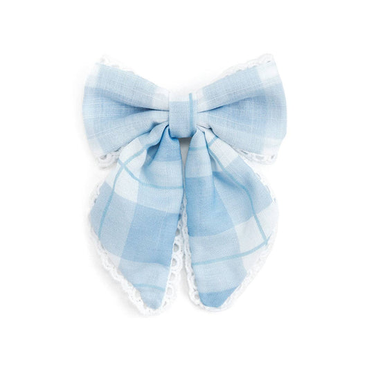 Blue Plaid Bow Clip - Hair Bows - Back To School - SALE