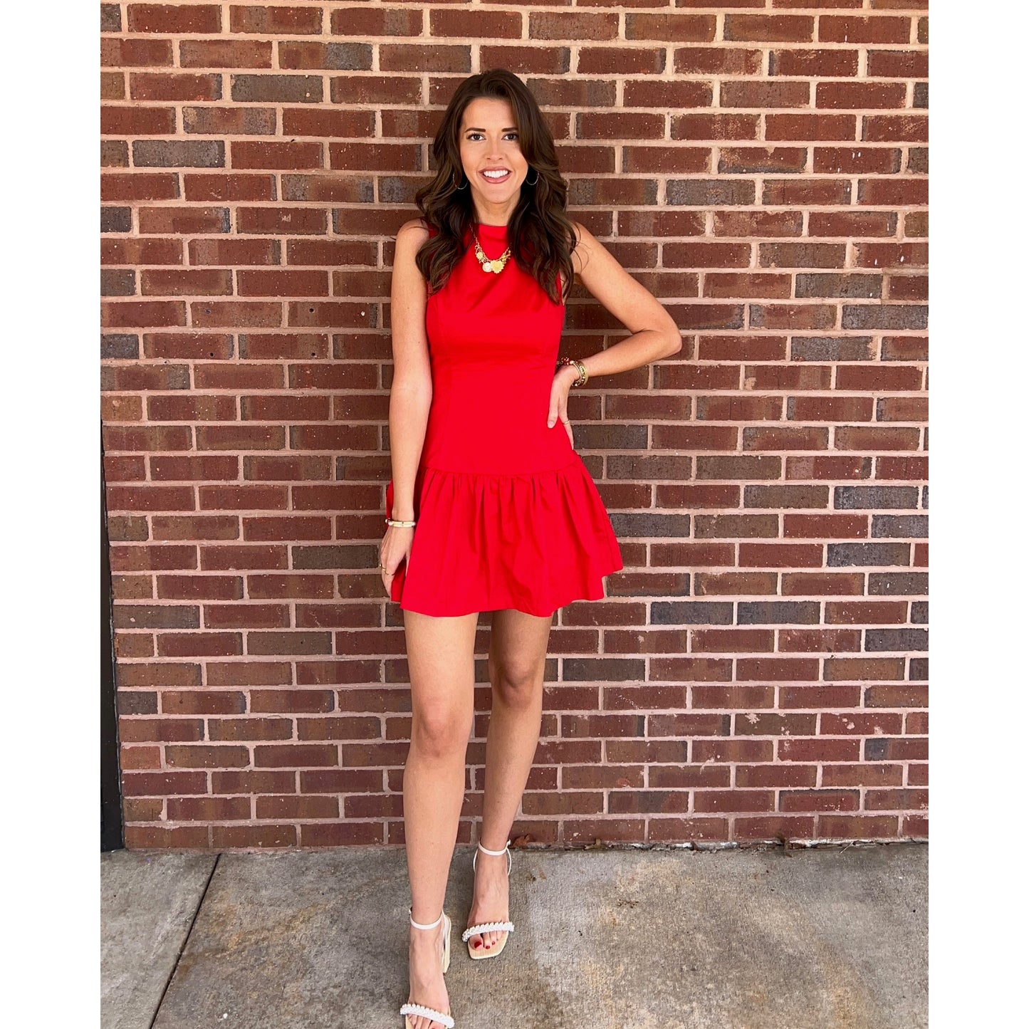 TCEC - Fit and Flare, Dropped Waist, Sleeveless Dress 5536 - Red