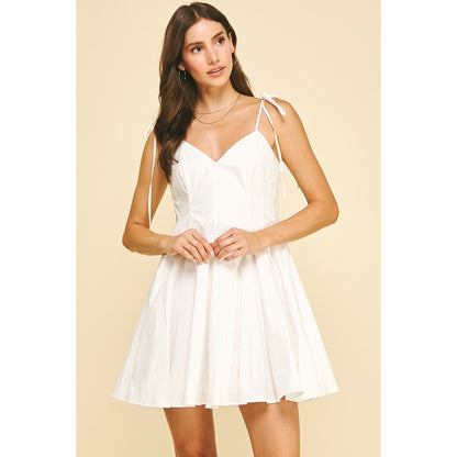 Sweetheart Tie-Shoulder Flare Dress 6892 – White