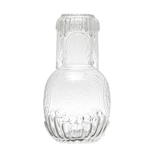CC - 28 oz. Embossed Glass Carafe w/ 8 oz. Embossed Drinking Glass, Set of 2