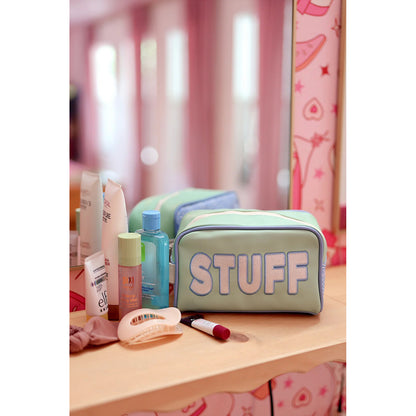 JLB - Handle Cosmetic Bag, ’Stuff' - Pistachio, Slate, Cream