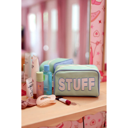 JLB - Handle Cosmetic Bag, ’Stuff' - Pistachio, Slate, Cream