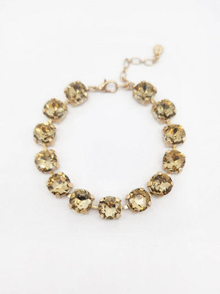 Champagne/Topaz Square Stone with Gold Hinged 7.25" Bracelet