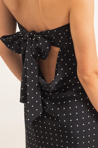 Strapless Polka Dot Maxi Dress – Black 845