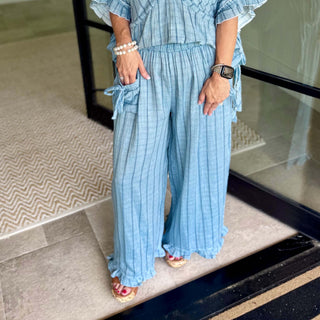 SALE- Denim Blue, Cotton Gauze Pants & Top Set 0030/0012
