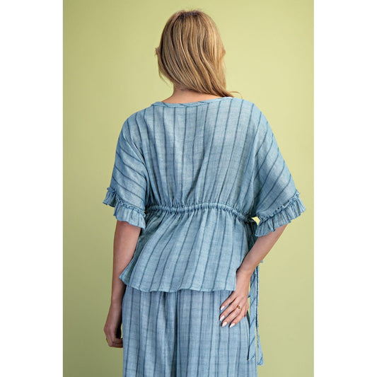 Denim Blue, Cotton Gauze Pants & Top Set 0030/0012