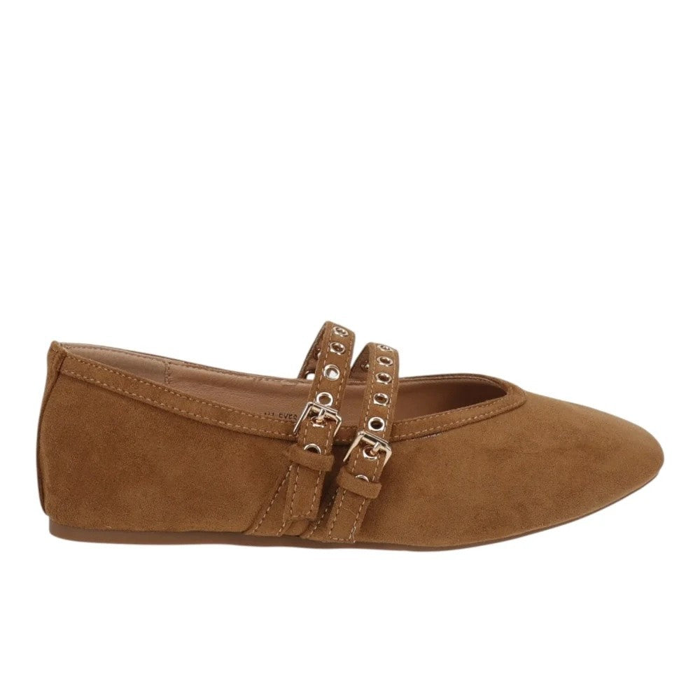 Corkys Footwear -  All Eyes On Me, Faux Suede Mary Jane Flats Shoe - Camel