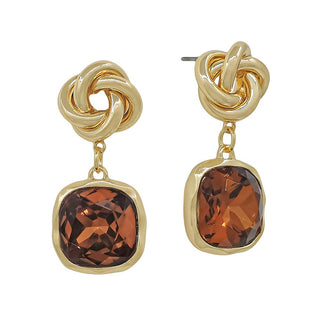 Topaz Crystal Stone and Knotted 1.5" Earring