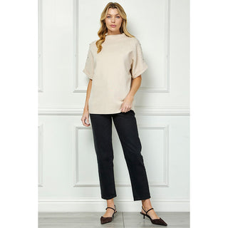 SAB - Embellished Short-sleeve Top 6048 - Cream