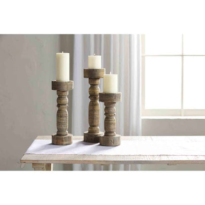 Mud Pie - Chunky Wood Candlesticks