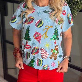 Queen of Sparkles - Blue Christmas Icons Tee