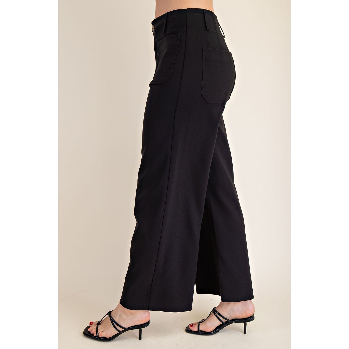 GM - Collette, Cropped, Wide Leg, Pants 7912 - Black