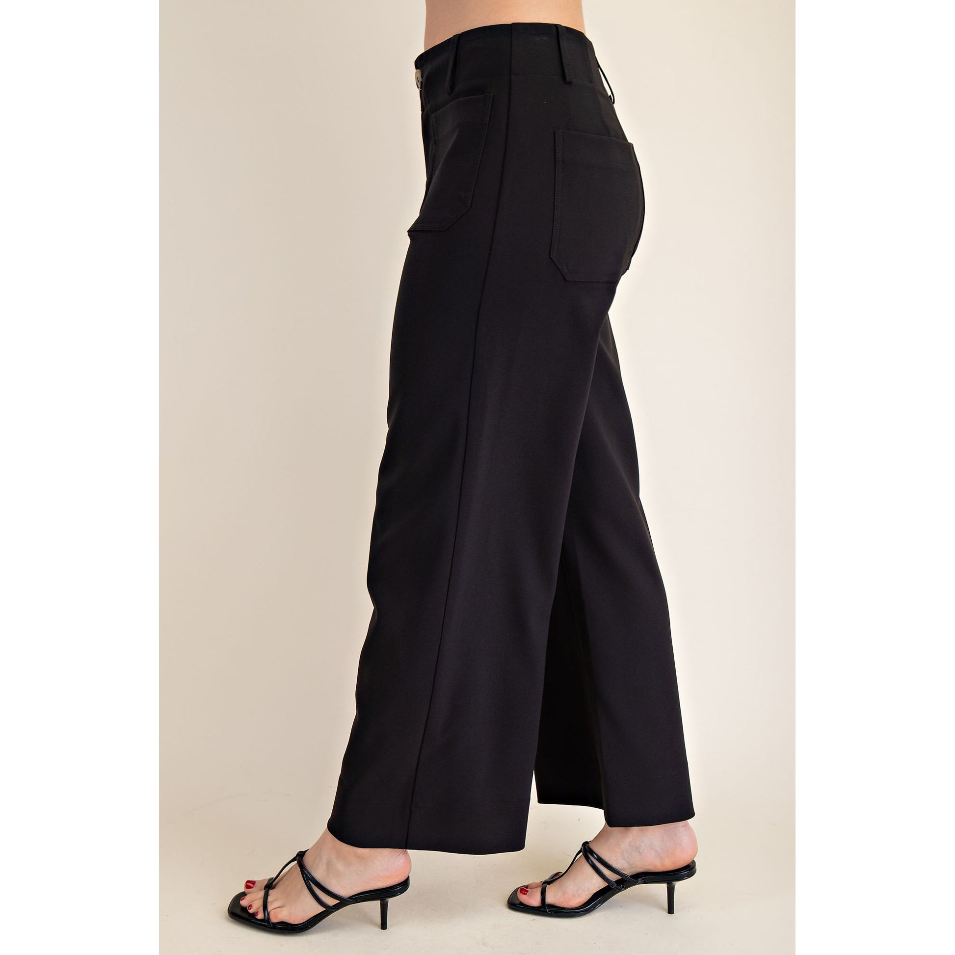GM - Collette, Cropped, Wide Leg, Pants 7912 - Black