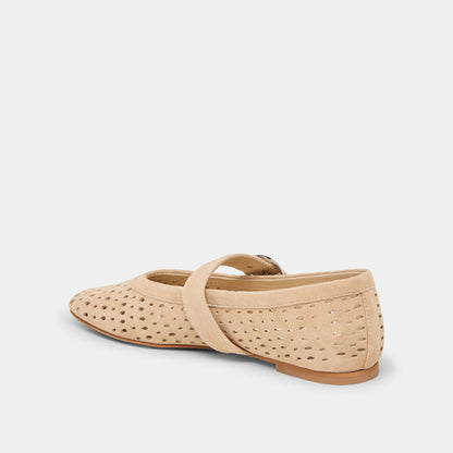 Dolce Vita MIKEL Perforated Suede Ballet Flats – Camel