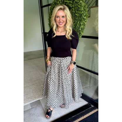 A Line Polka Dot Midi Skirt