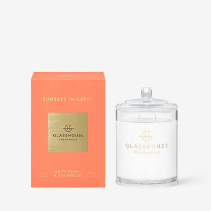 Glasshouse Fragrances - Sunsets in Capri White Peach & Sea Breeze Soy Candle