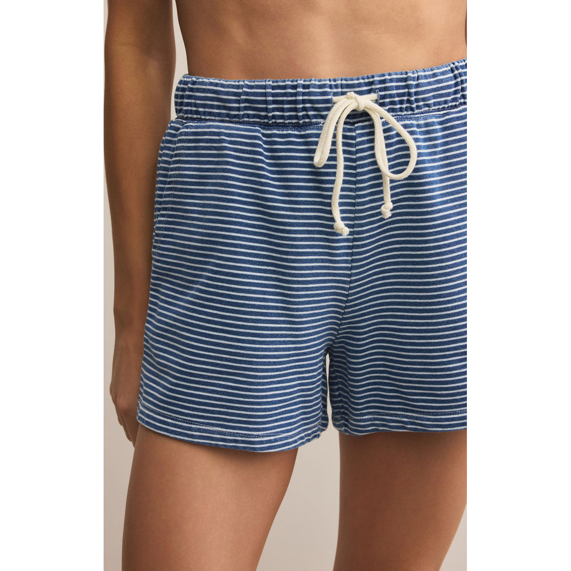 Z Supply - Hunter, Denim Striped Shorts 3212 - Vintage Indigo