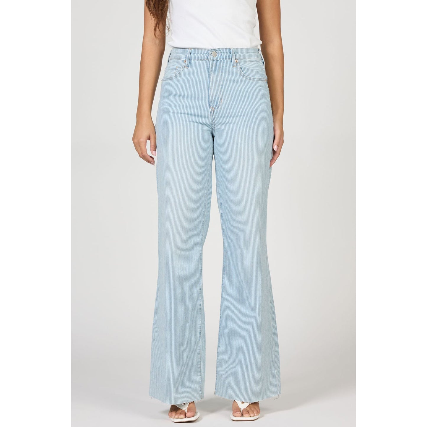 Dear John - High Rise, Wide Leg, Raw Hem, Fiona Jeans 349 - Blue Striped