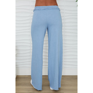 Milio Milano Raw Edge Wide Leg Sweatpants – Denim Blue