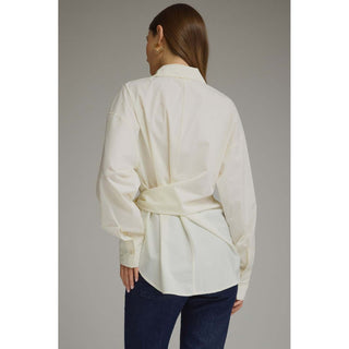 Tie Waist Button-Up Top 2671 – Cream