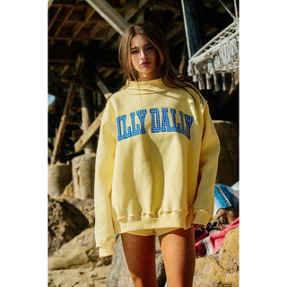 Dilly Dally / Lolly Gag Reversible Mockneck Sweatshirt – Butter Yellow